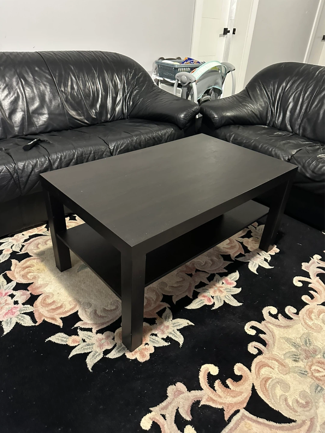Black Leather Sofa, Loveseat, and Coffee Table Set - photo 4