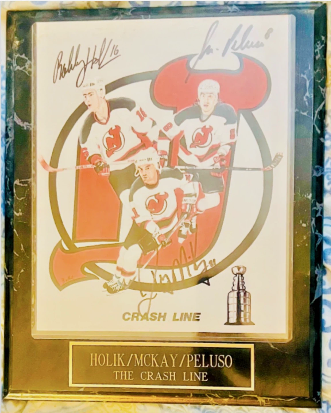 NJ Devils The Crash Line Plaque with Certificate of Authenticity
