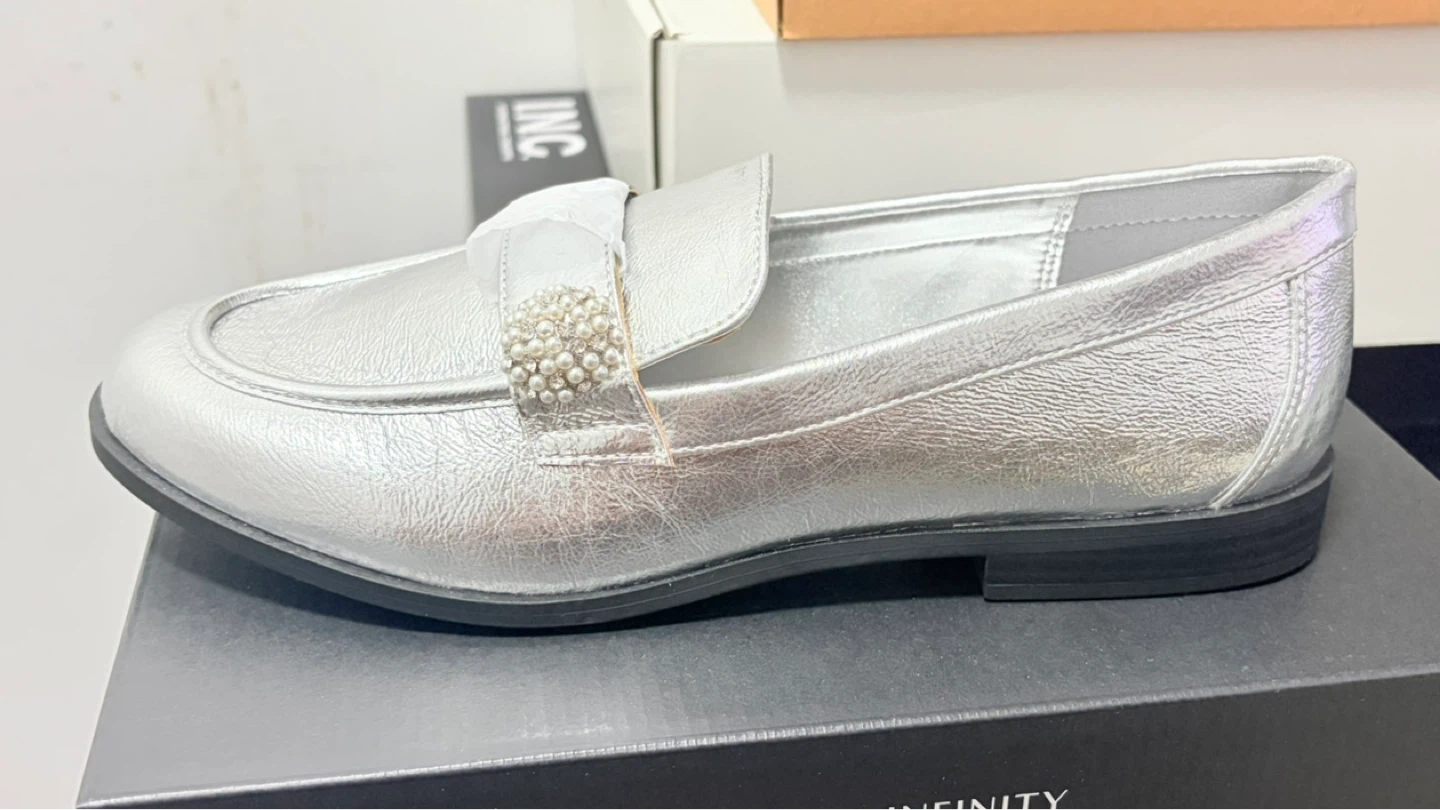 ON 34TH Silver Metallic Loafers