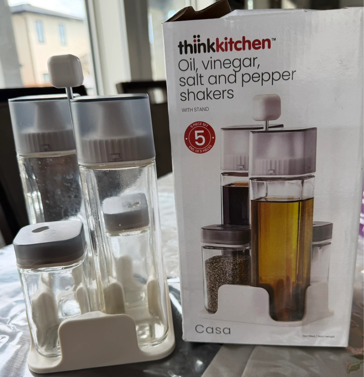 thinkkitchen Oil, vinegar and salt Shakers with Stand
