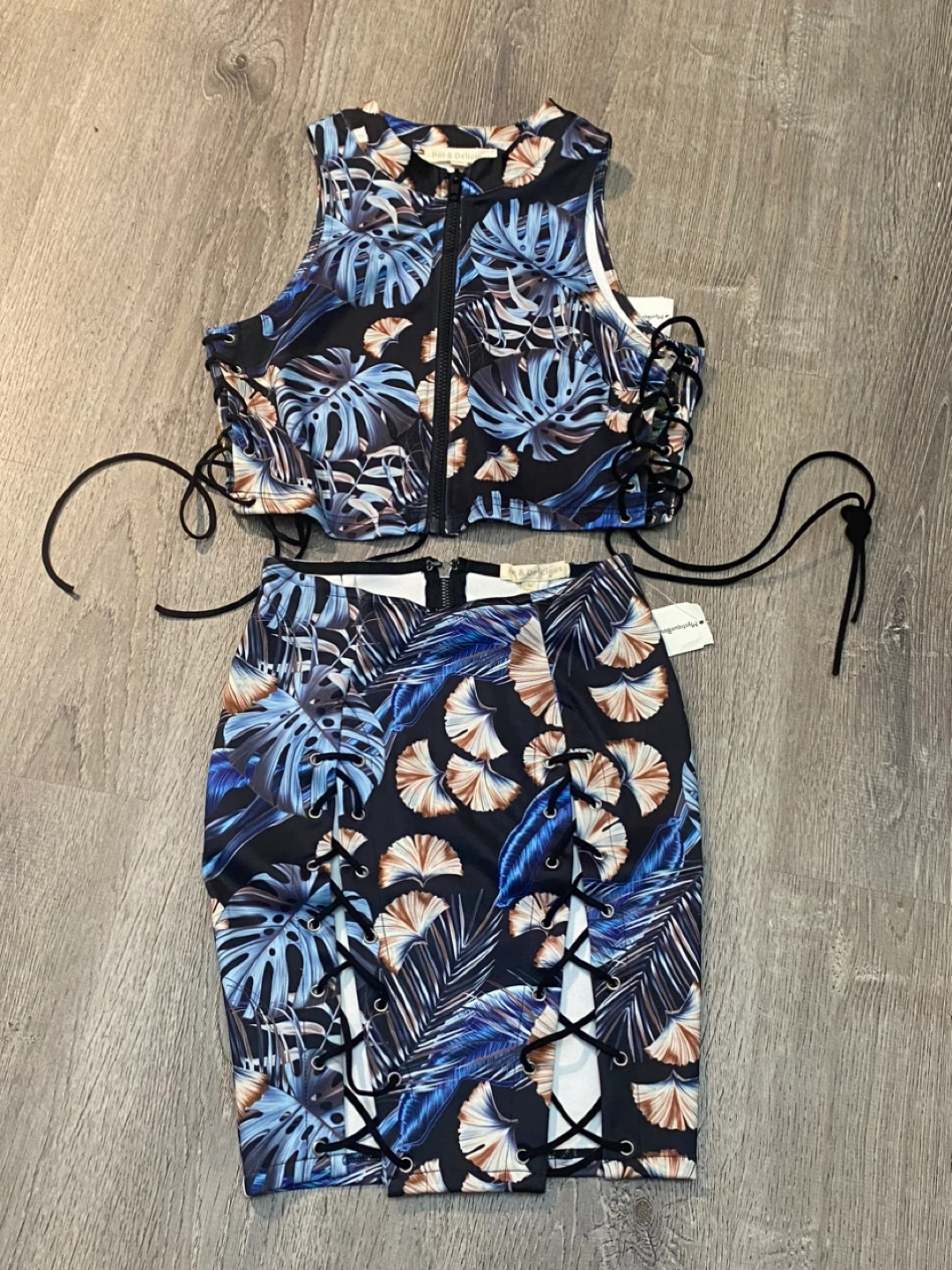 Two piece with open skin tie on the sides