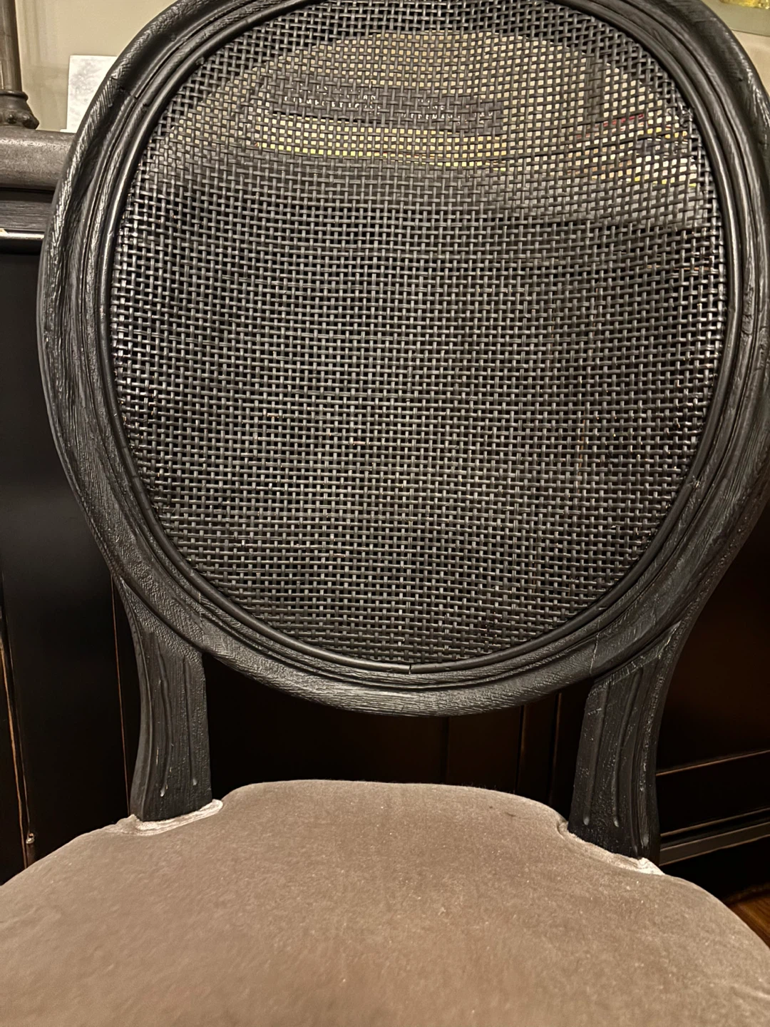 Velvet Upholstered Cane Back Dining Chairs - Set of 4 - photo 4