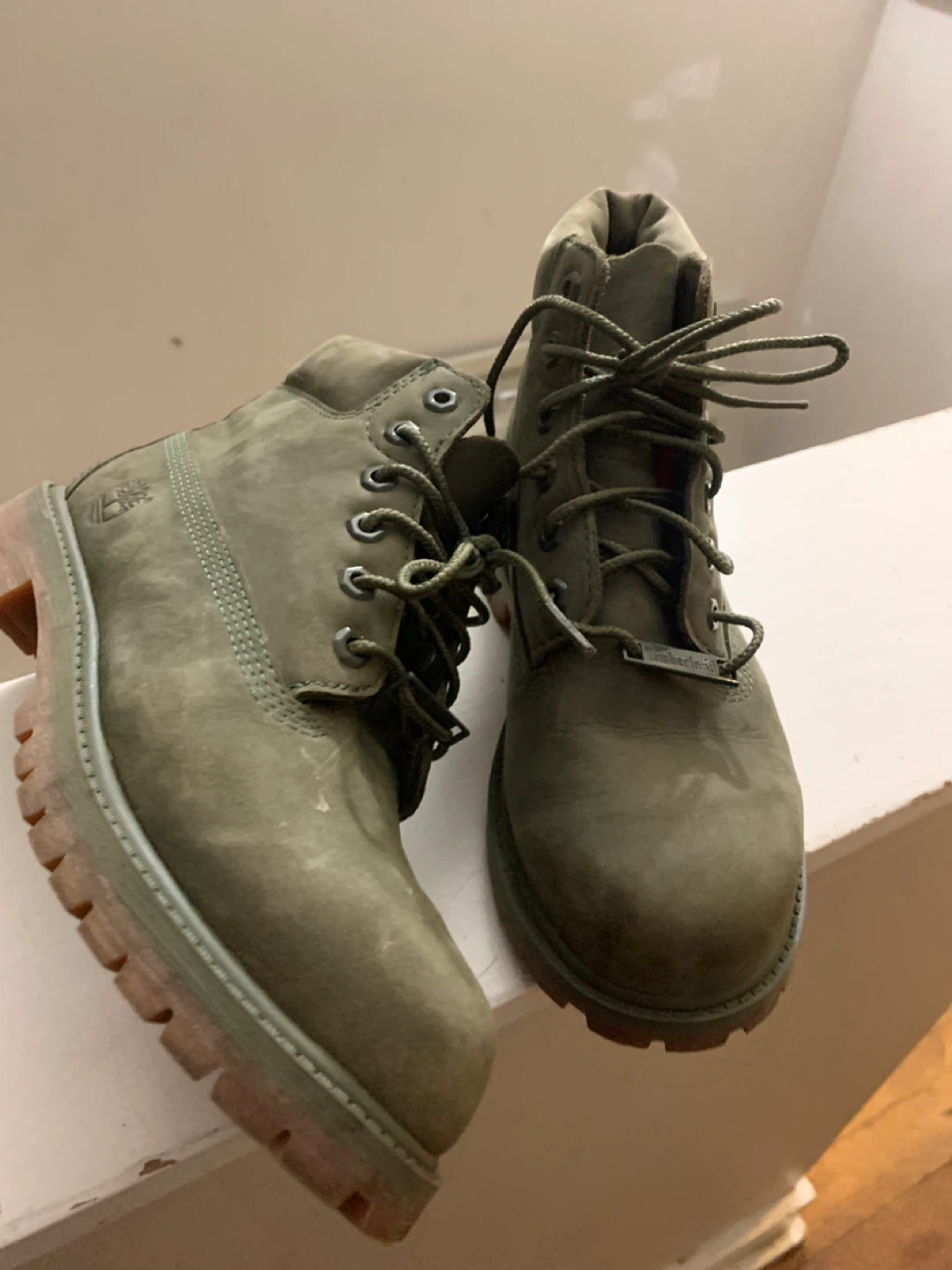 Timberland Youth Lace-Up Boots - Green, Size 2