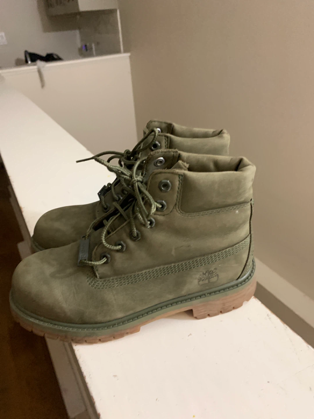 Timberland Youth Lace-Up Boots - Green, Size 2 - photo 3