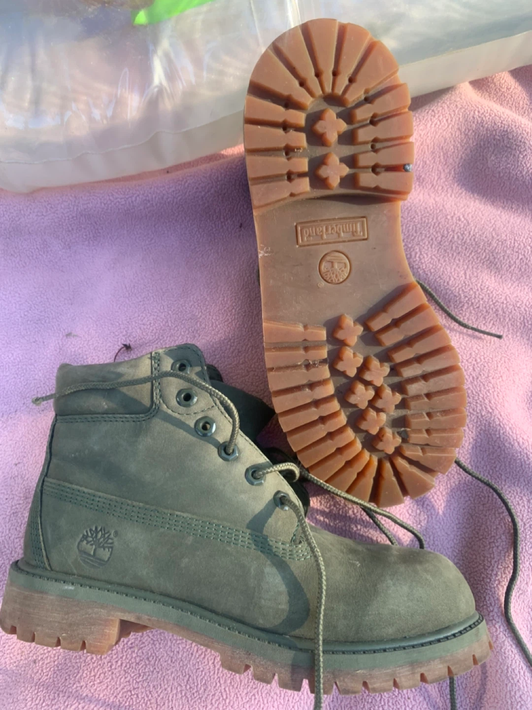 Timberland Youth Lace-Up Boots - Green, Size 2 - photo 2