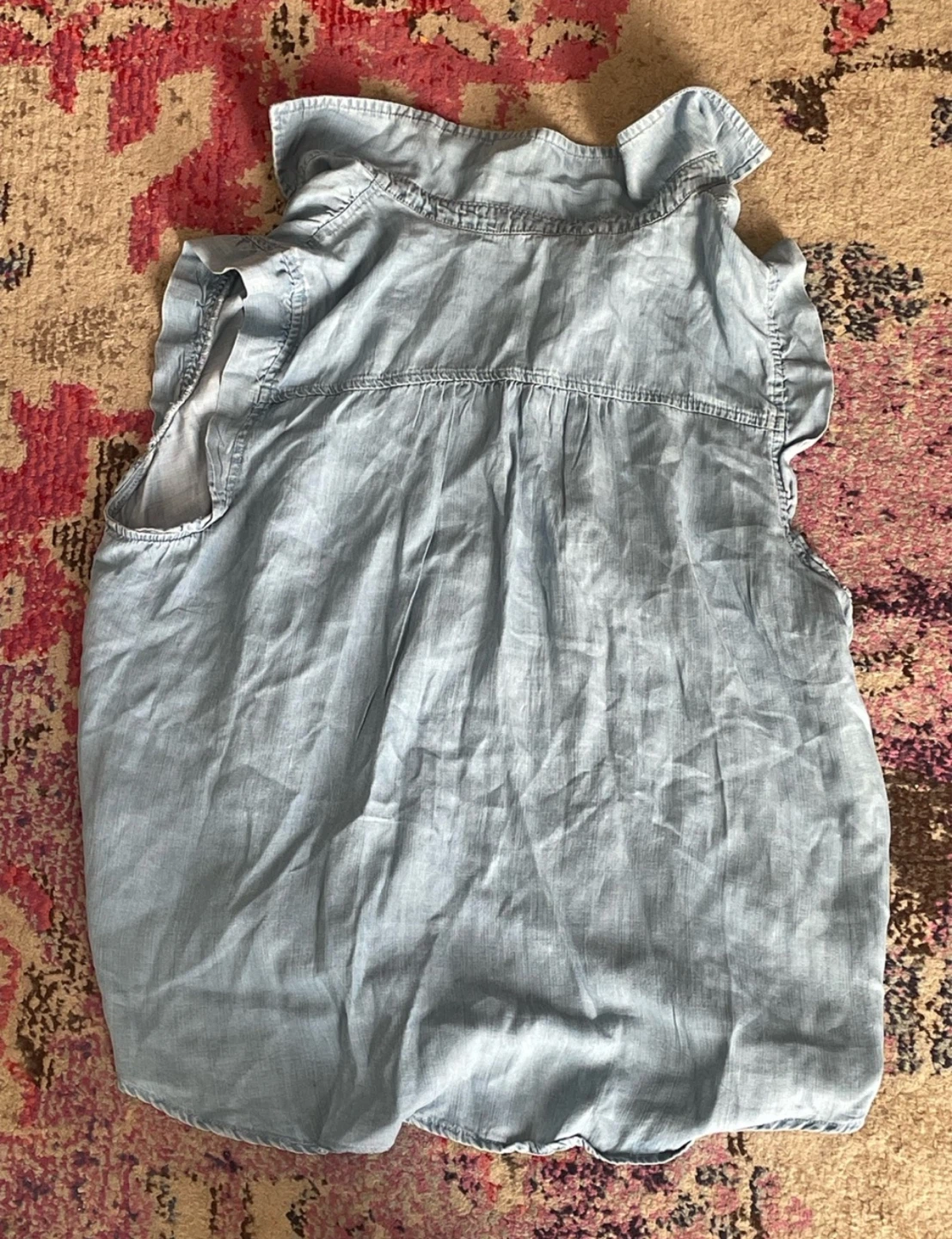 LOFT Light Wash Denim Sleeveless Shirt - Size L - photo 2