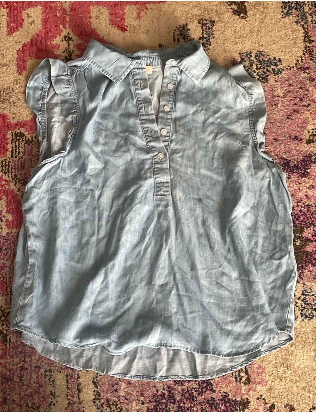 LOFT Light Wash Denim Sleeveless Shirt - Size L