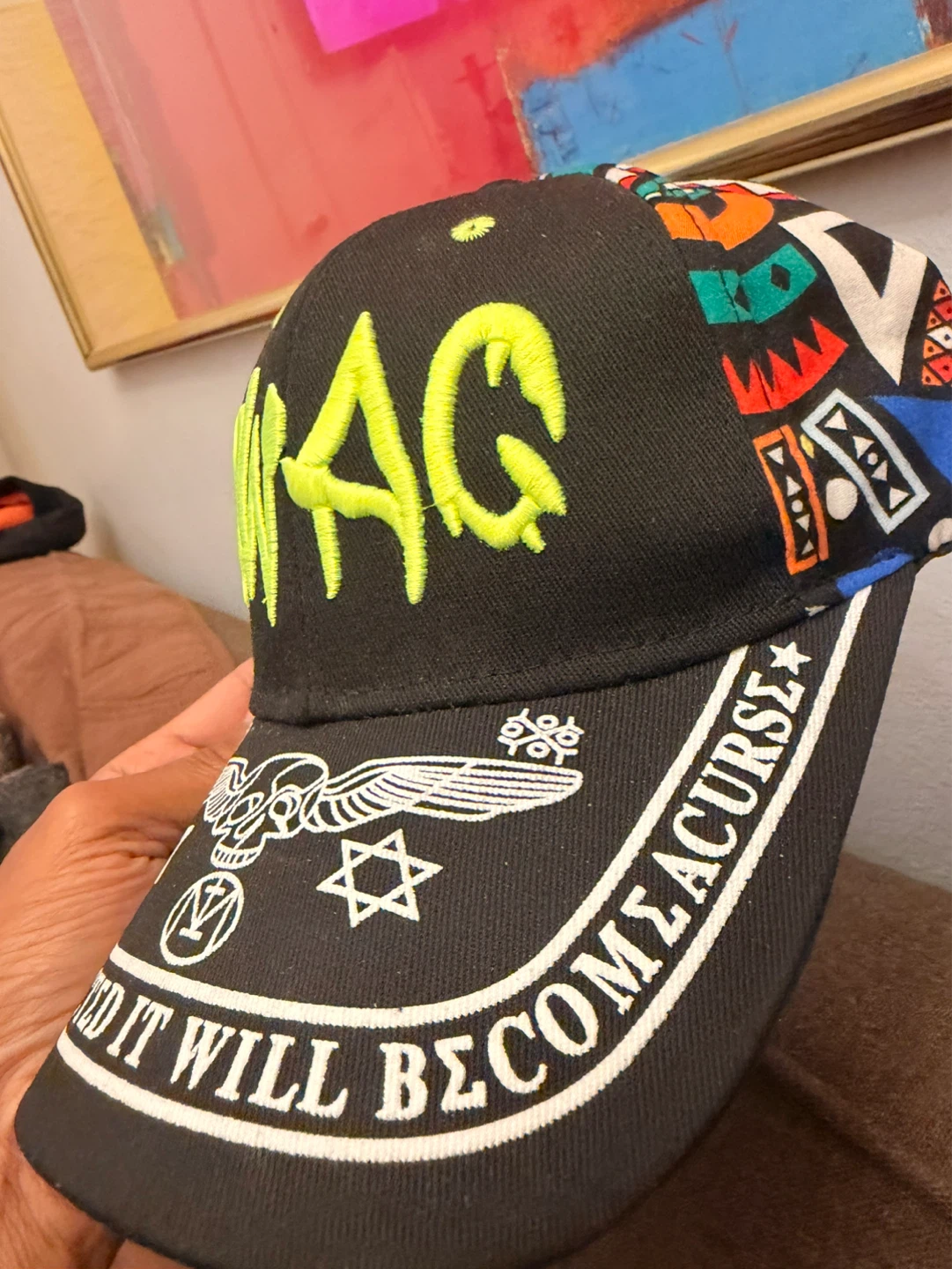 Black SWAG Baseball Cap with Tribal Print - photo 2