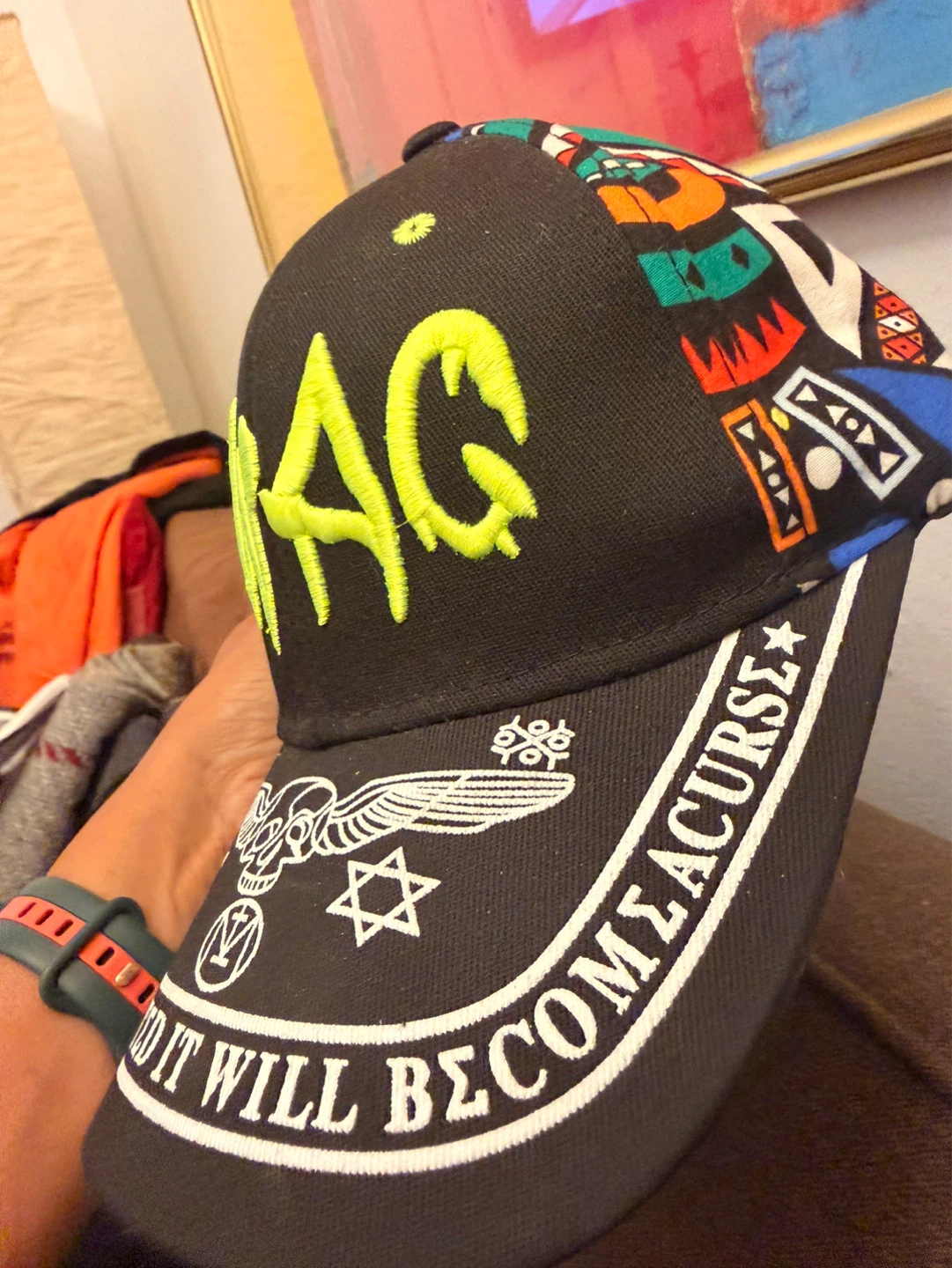 Black SWAG Baseball Cap with Tribal Print - photo 3