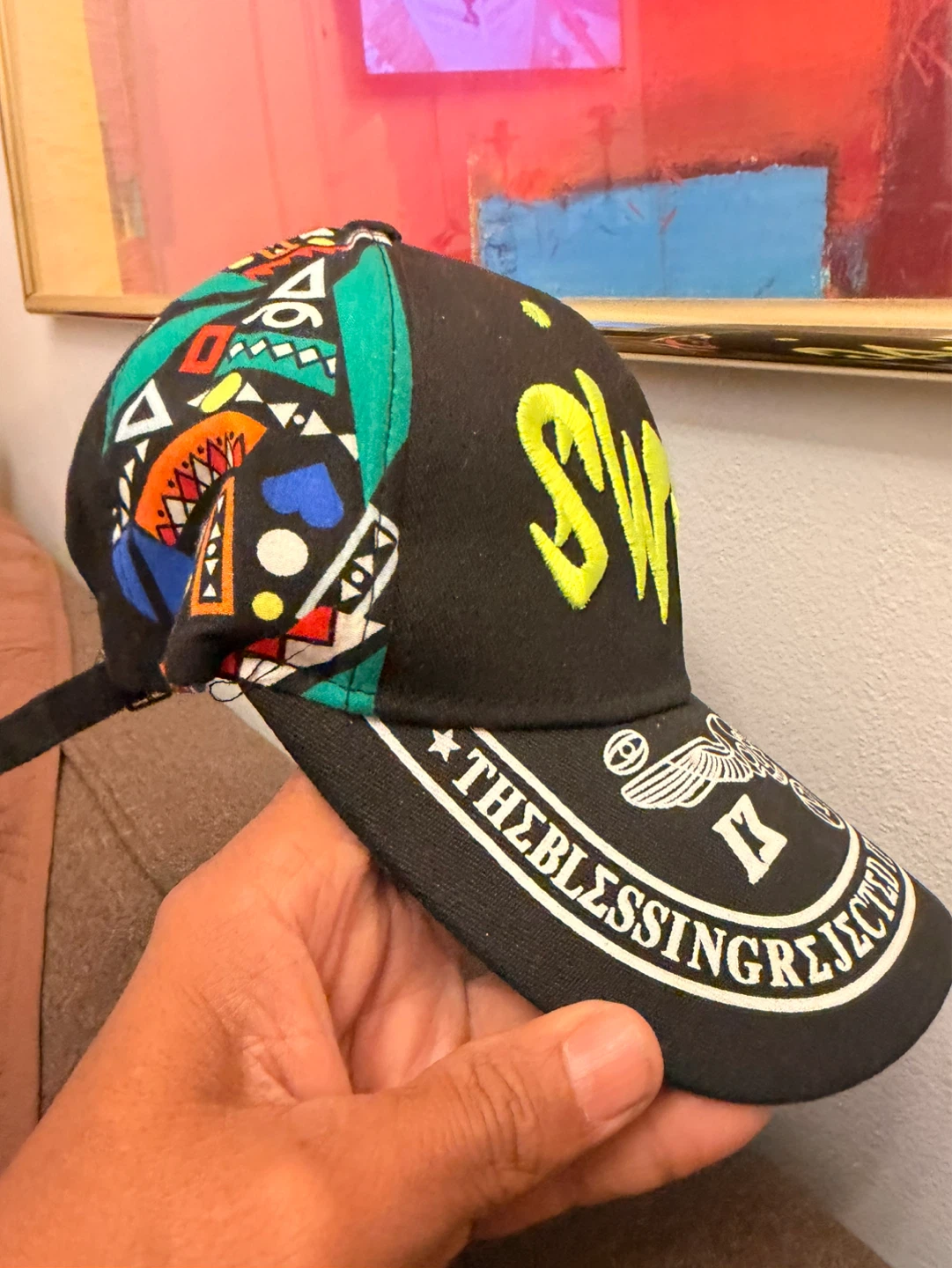 Black SWAG Baseball Cap with Tribal Print - photo 4