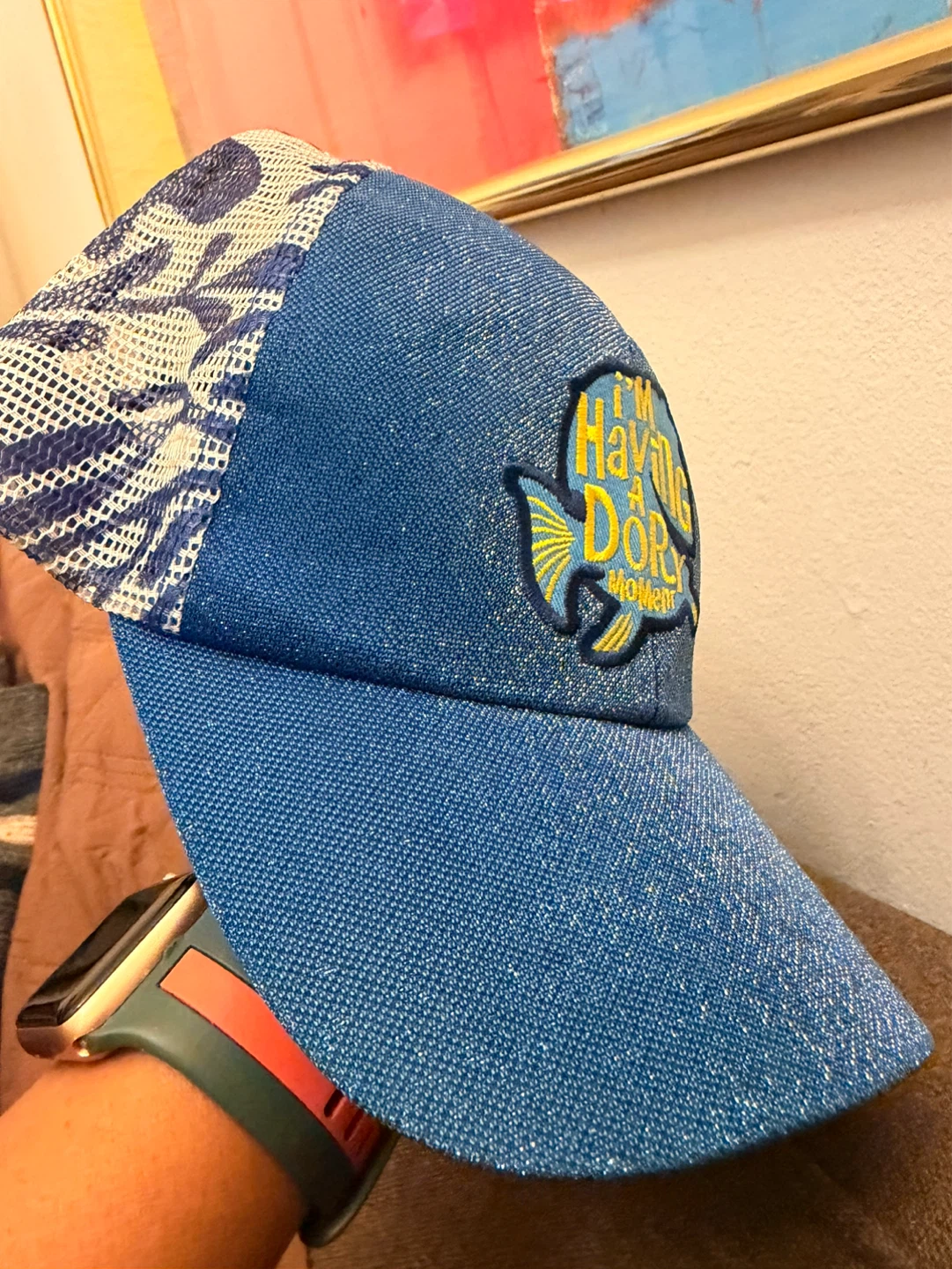 Blue "I'm Having a Dory Moment" Mesh Trucker Hat - photo 3