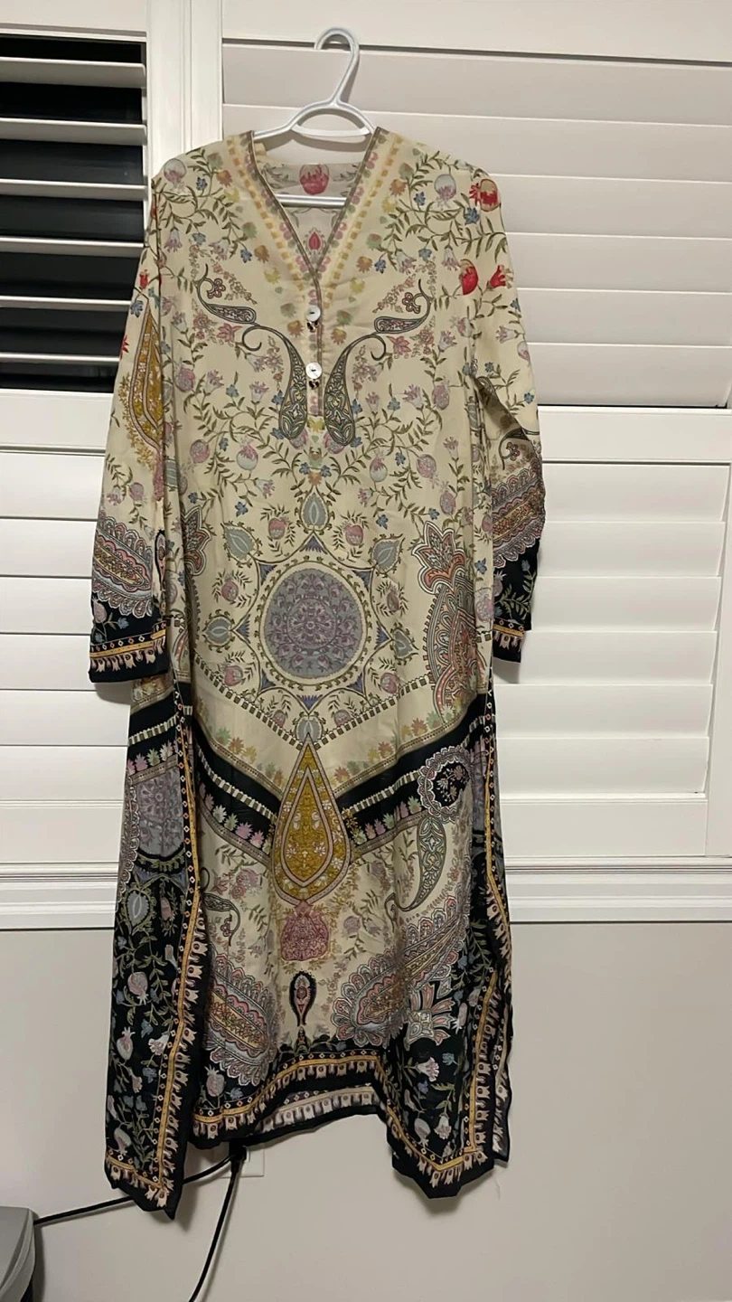 ETHNIC Women's Cream Paisley Print Kurta - Size M - photo 2