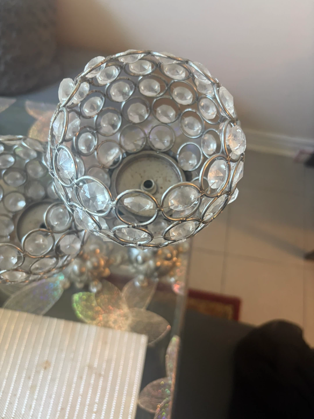Crystal Ball Candle Holders  coffee table Marble stone