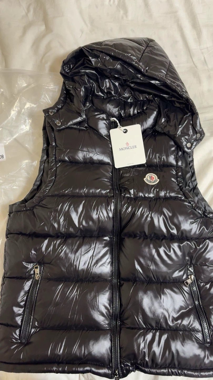 Moncler Black Puffer Vest with Hood - Size S