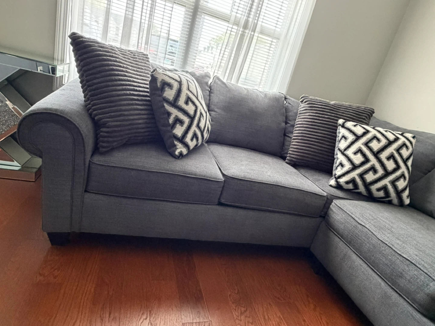 Gray Sectional Sofa with Chaise and Accent Pillows - photo 3
