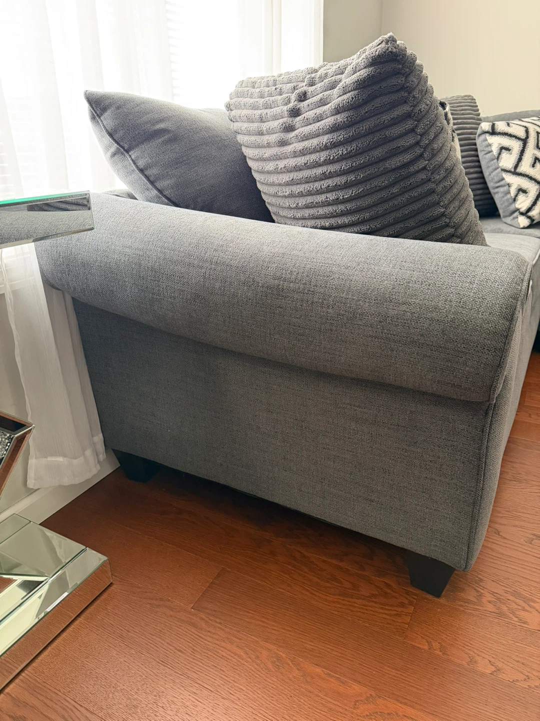 Gray Sectional Sofa with Chaise and Accent Pillows - photo 2