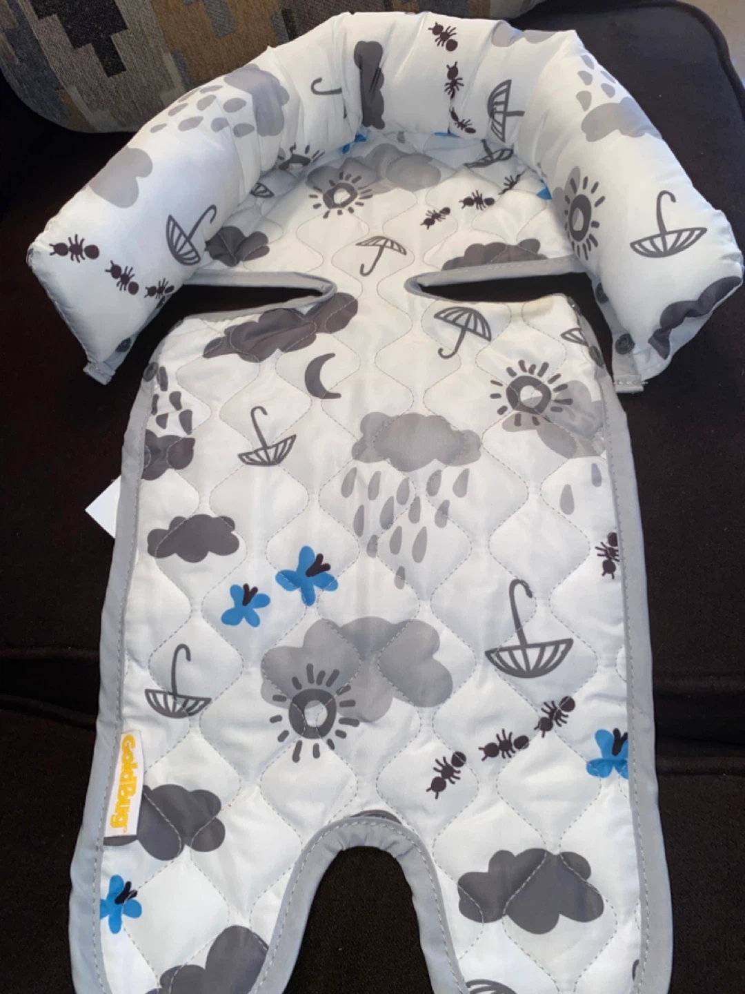 Baby Infant Insert Liner Pad - Gray Cloud & Umbrella Print - photo 2