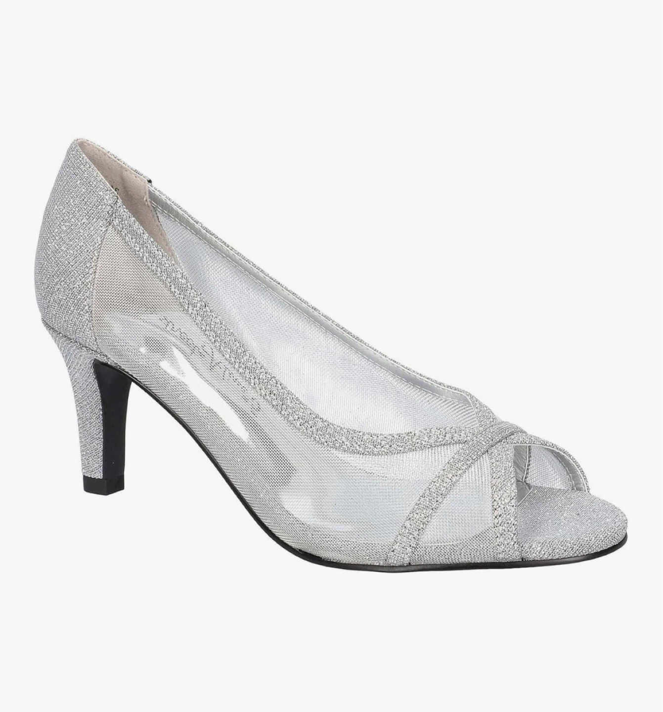 Easy Street Picaboo Peep Toe evening Pumps Sandals SZ 6.5 silver