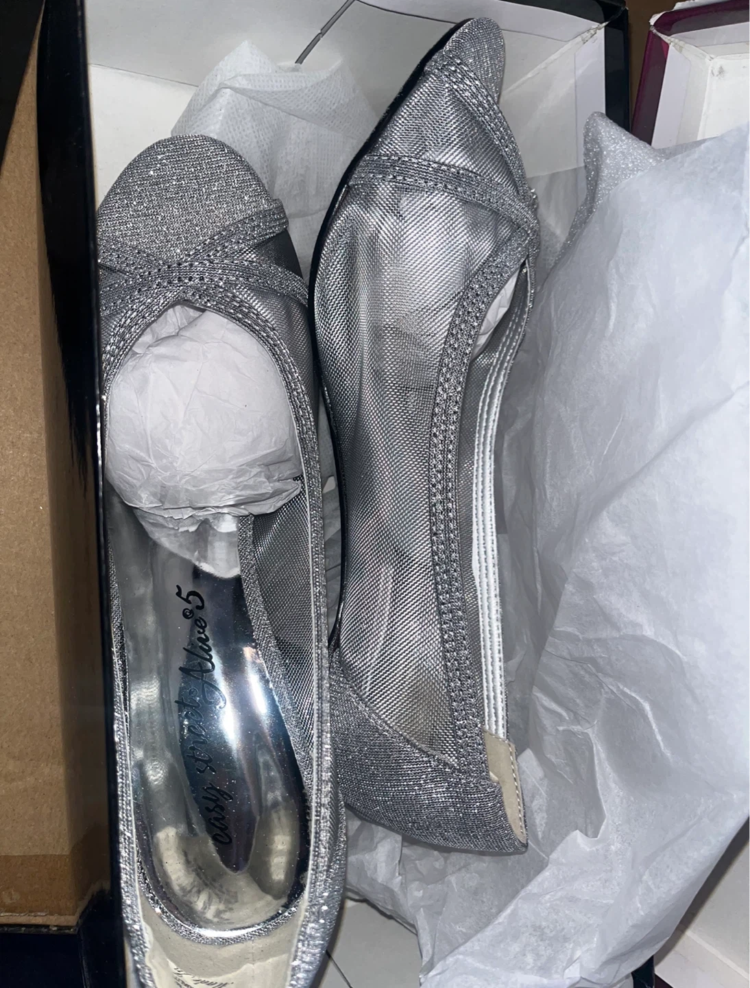 Easy Street Picaboo Peep Toe evening Pumps Sandals SZ 6.5 silver - photo 4