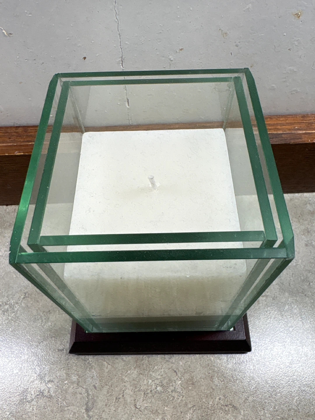 Glass Candle Holder with White Pillar Candle - photo 2