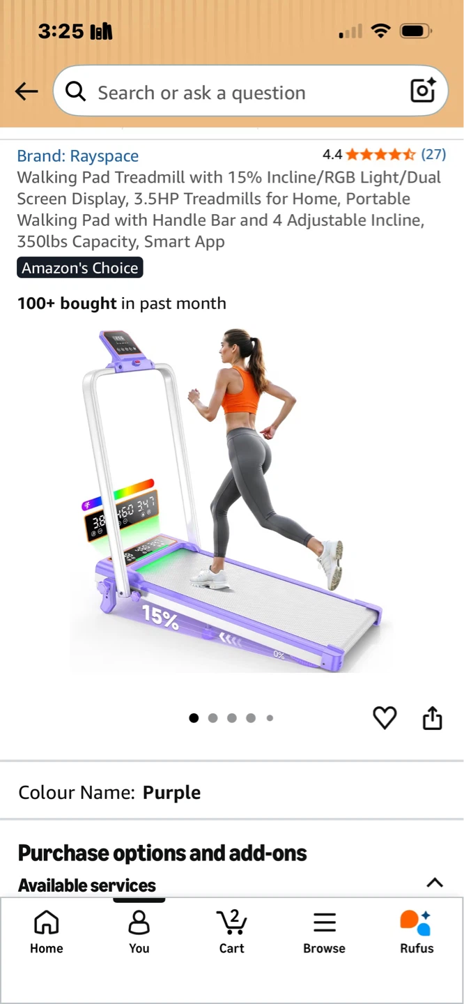 Rayspace Walking Pad Treadmill - Purple - photo 4