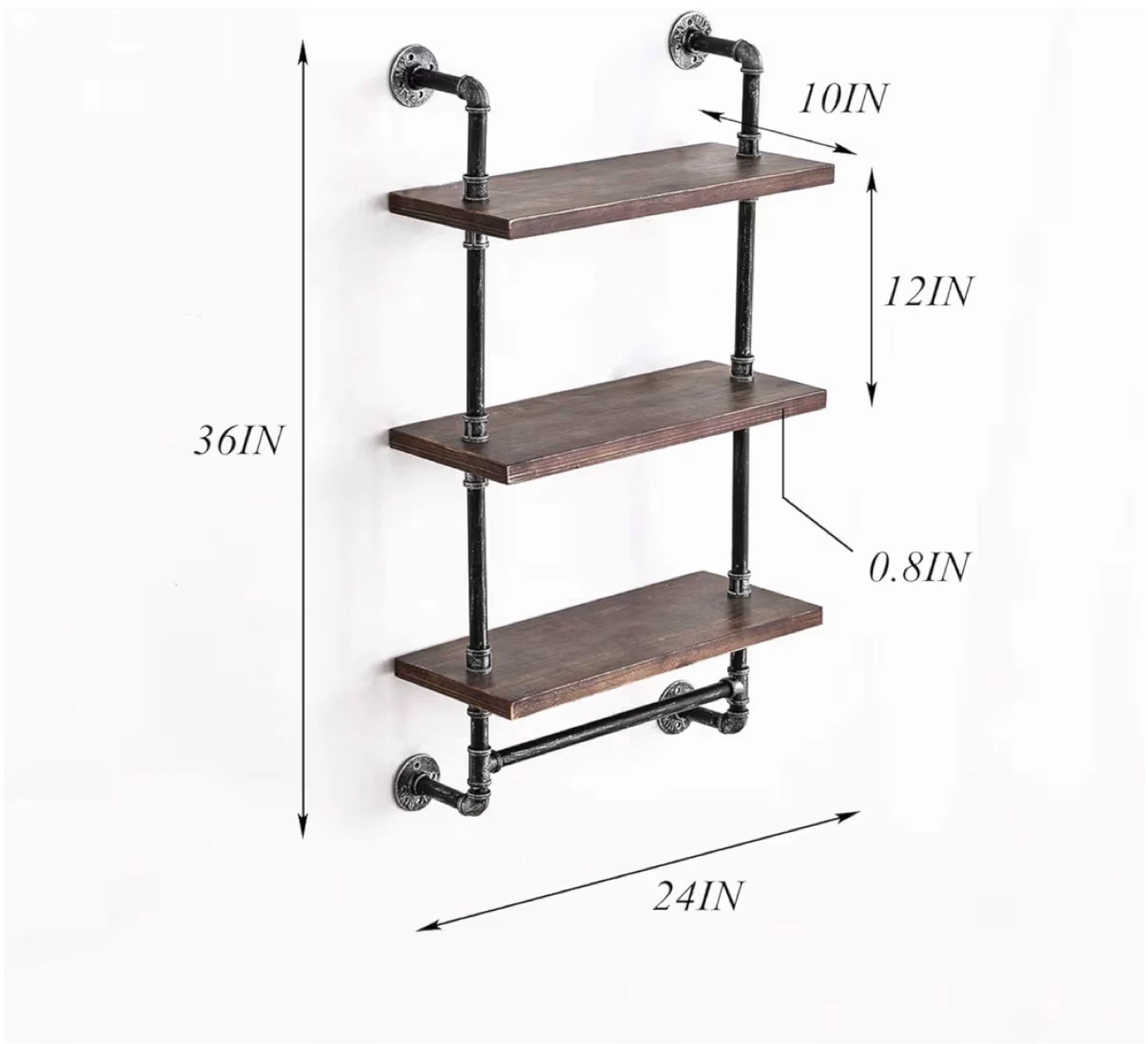 Dr. IRON Industrial Pipe 3 Tier Shelf BNIB - photo 2
