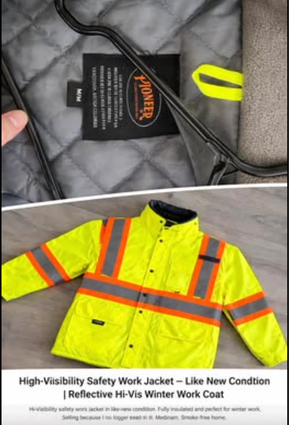 Pioneer Reflective Hi-Vis Winter Work Coat - Size M/M