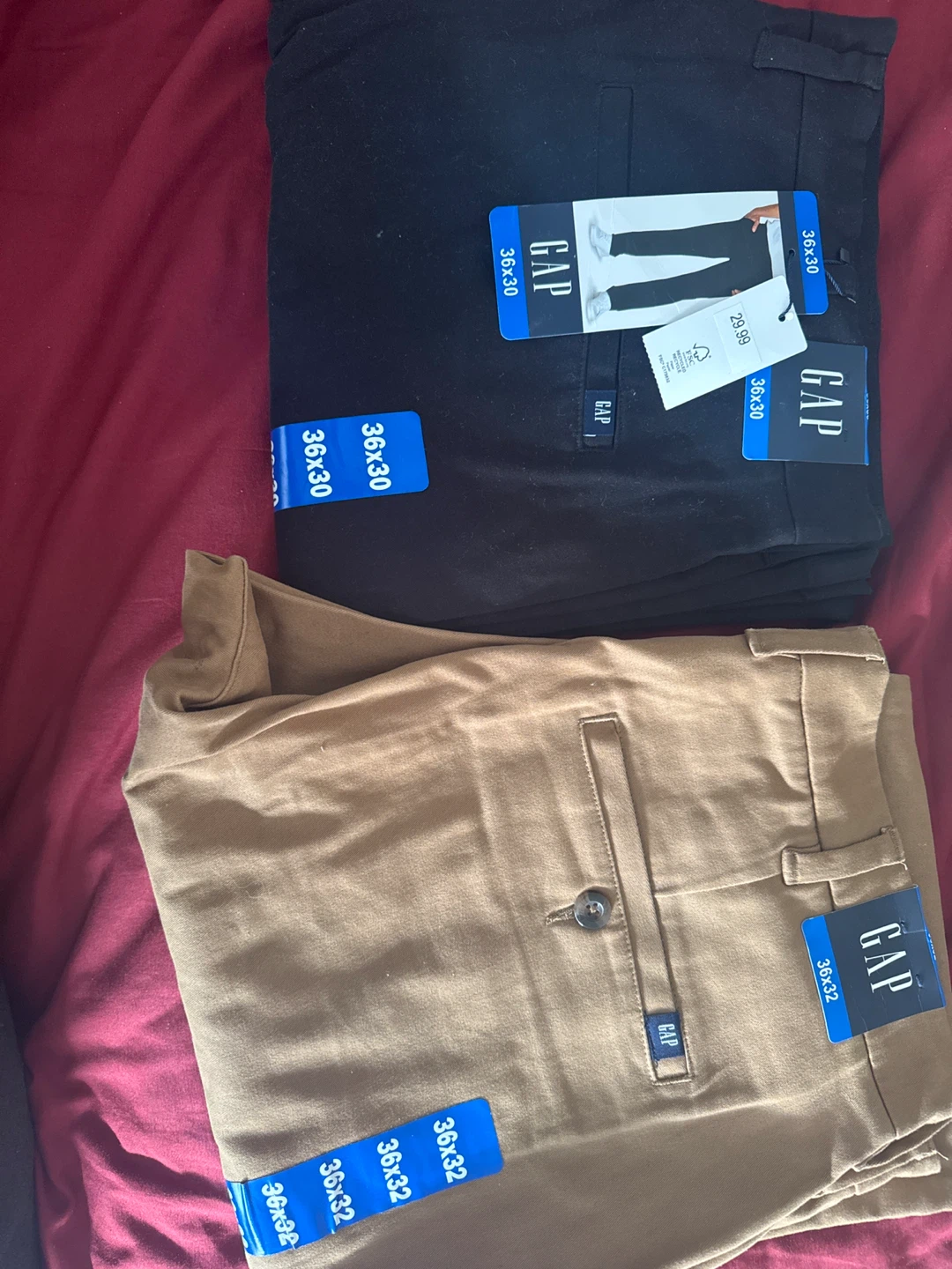 GAP Men's Pants 36x30 Black & 36x32 Khaki