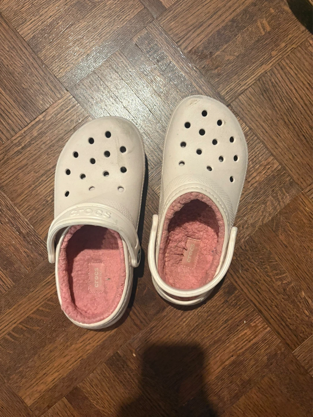 White Lined Crocs - Women's Size 6