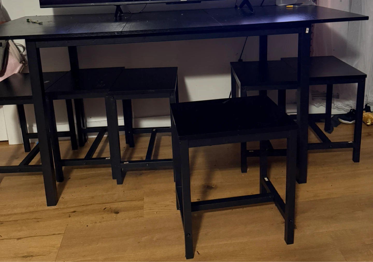 Black dinning Table Set with 6 Stools