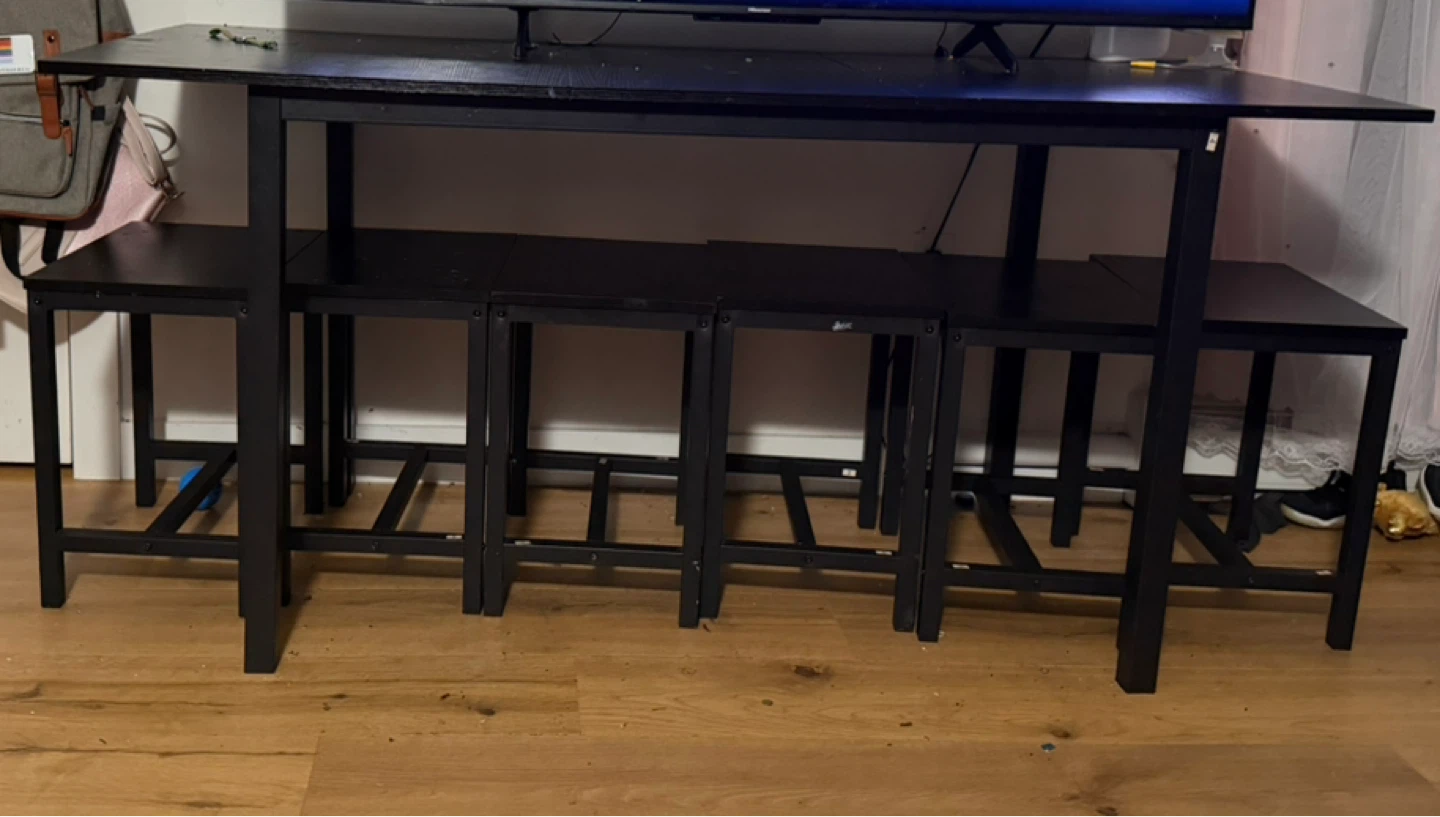 Black dinning Table Set with 6 Stools - photo 2