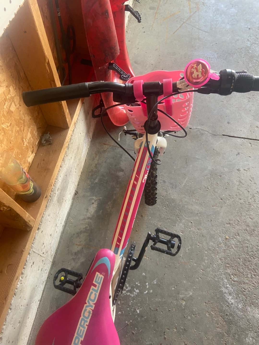Supercycle Kids Bike with Pink Basket and Bell