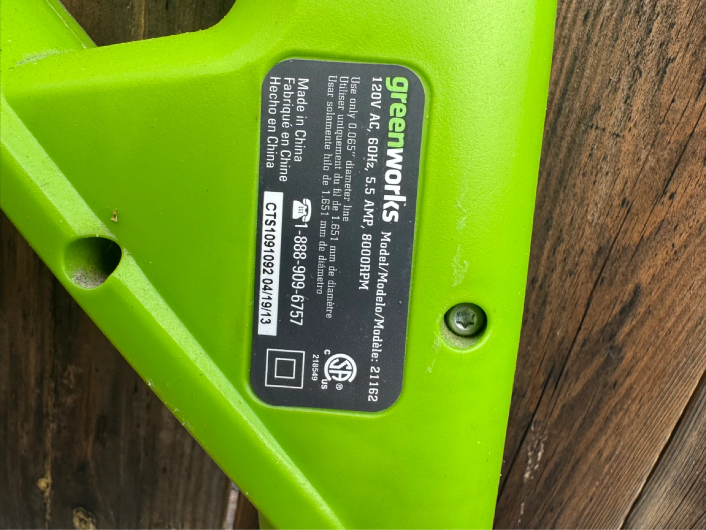Greenworks 5.5 Amp String Trimmer - photo 2