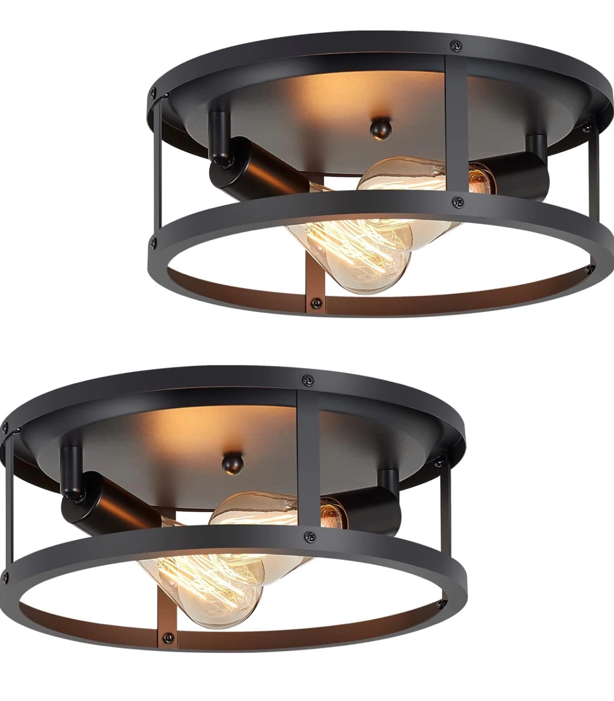 SKEJAO Farmhouse Black Flush Mount Ceiling Light Fixtures - BNIB
