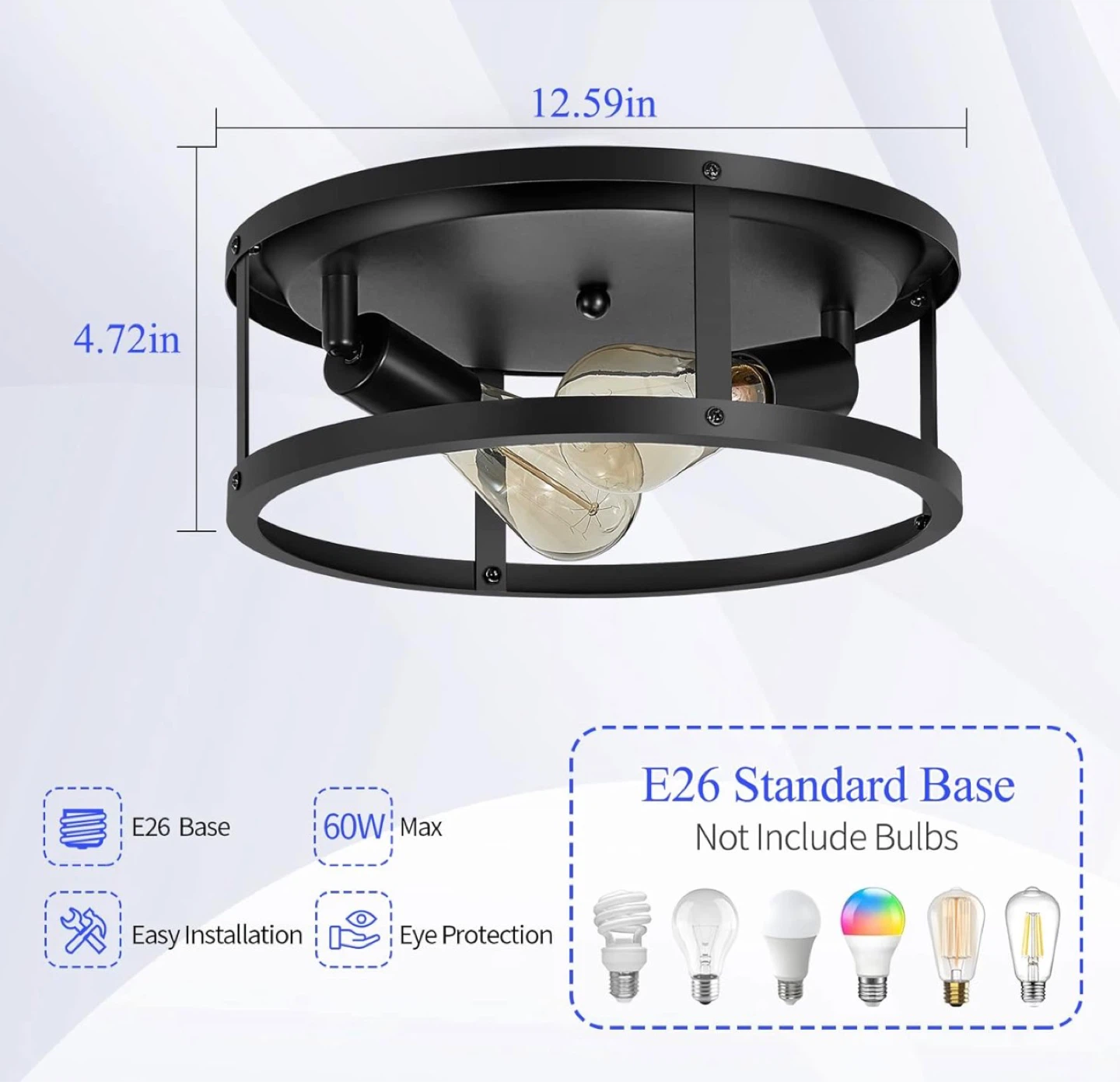 SKEJAO Farmhouse Black Flush Mount Ceiling Light Fixtures - BNIB - photo 3