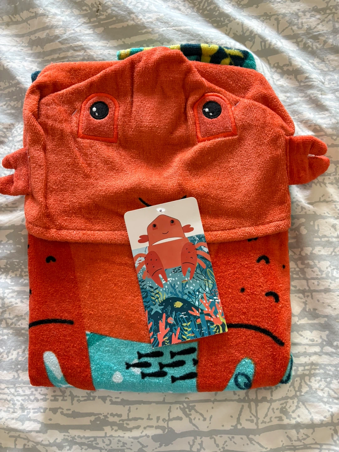 Kids Hooded Towel - Orange Crab