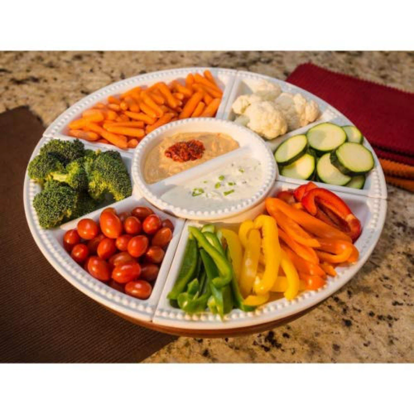 Lazy Susan with 5 Ceramic Serving Pieces - photo 2