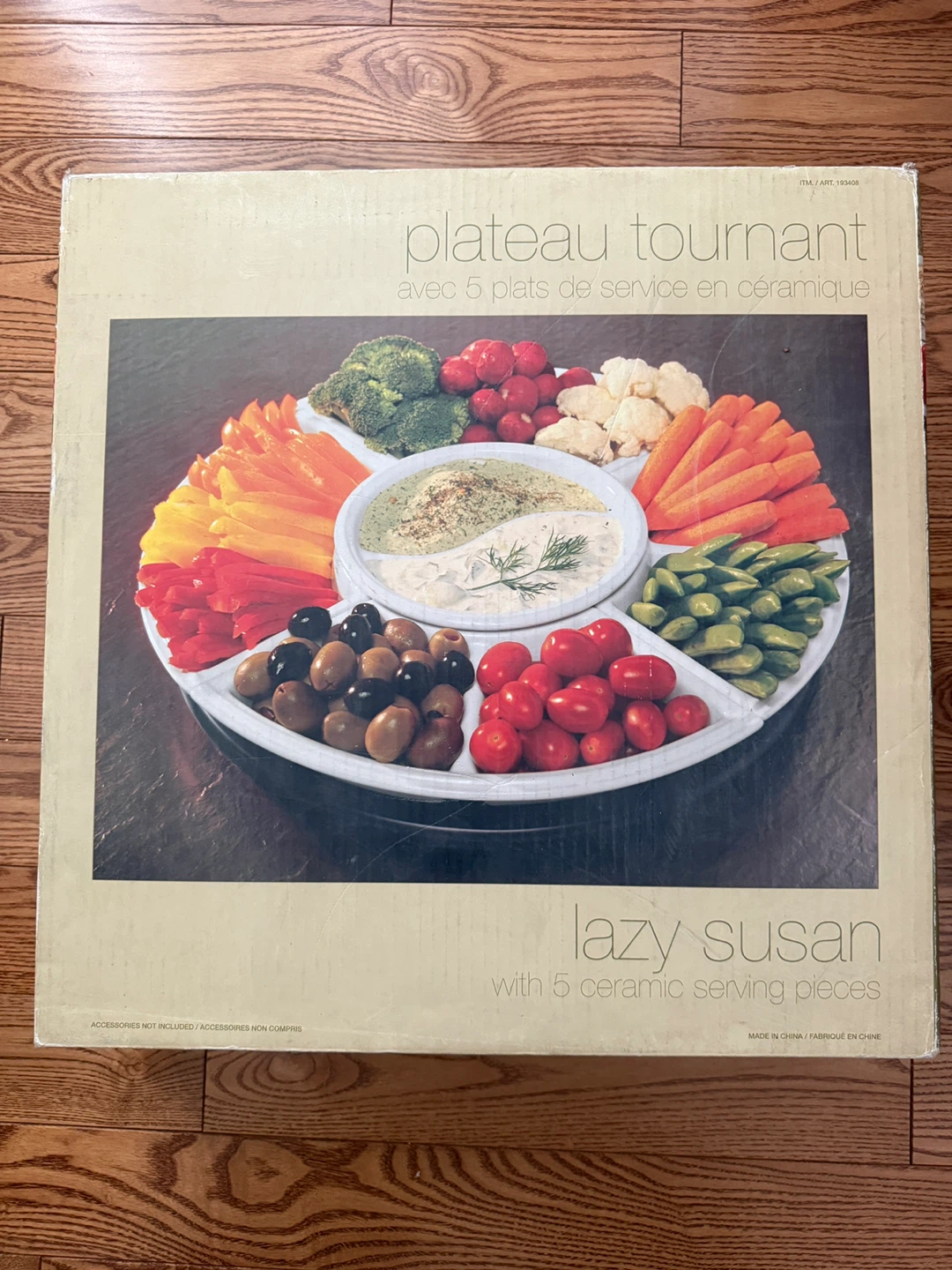 Lazy Susan with 5 Ceramic Serving Pieces