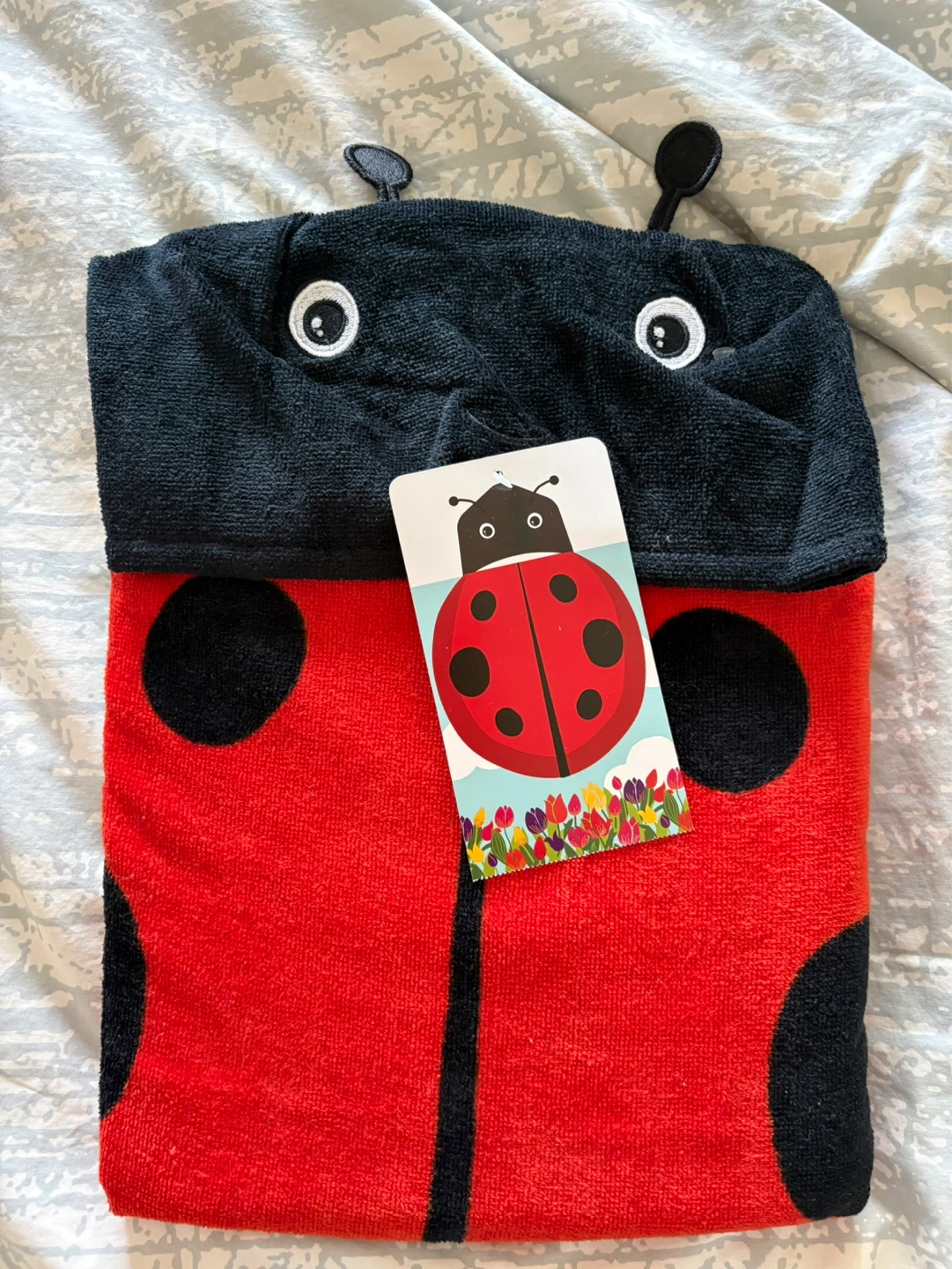 Kids Ladybug Hooded Towel 24 in. x 48 in.