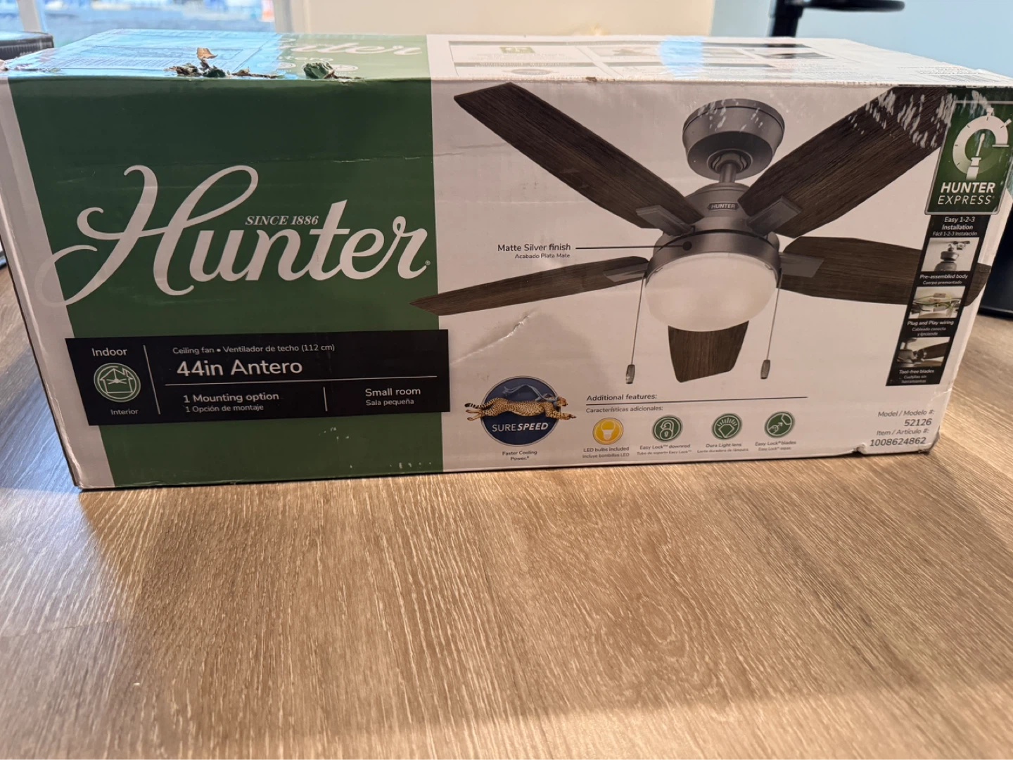 Hunter 44in Antero Ceiling Fan - Matte Silver
