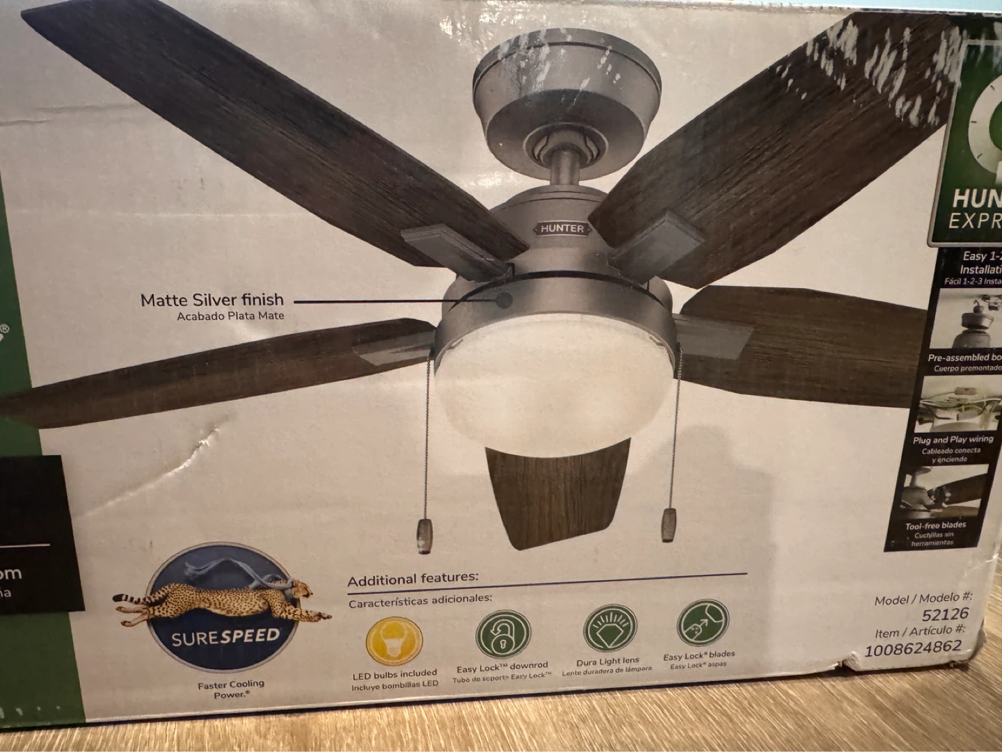 Hunter 44in Antero Ceiling Fan - Matte Silver - photo 2