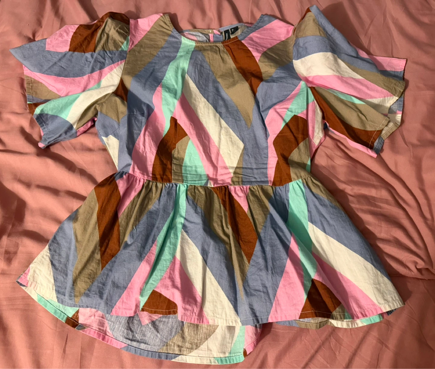 Vero Moda Women's Abstract Print Peplum Top Size L