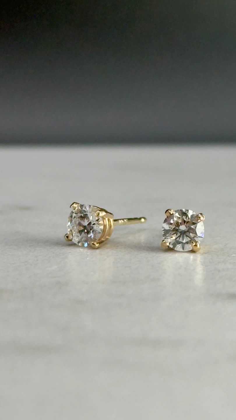 Gold Diamond Stud Earrings