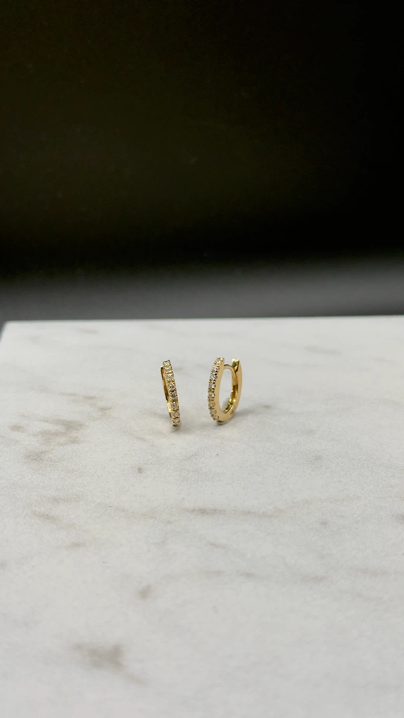14k Gold Diamond Hoop Earrings - photo 3