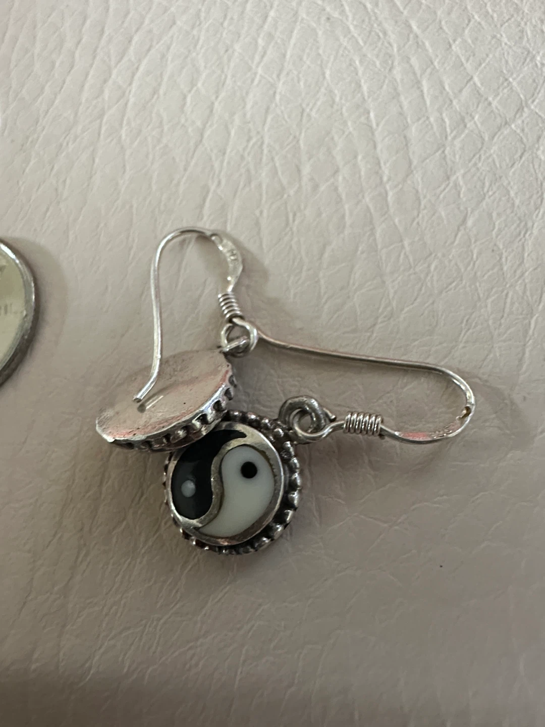 Sterling Silver Yin Yang Dangle Earrings 925 - photo 3