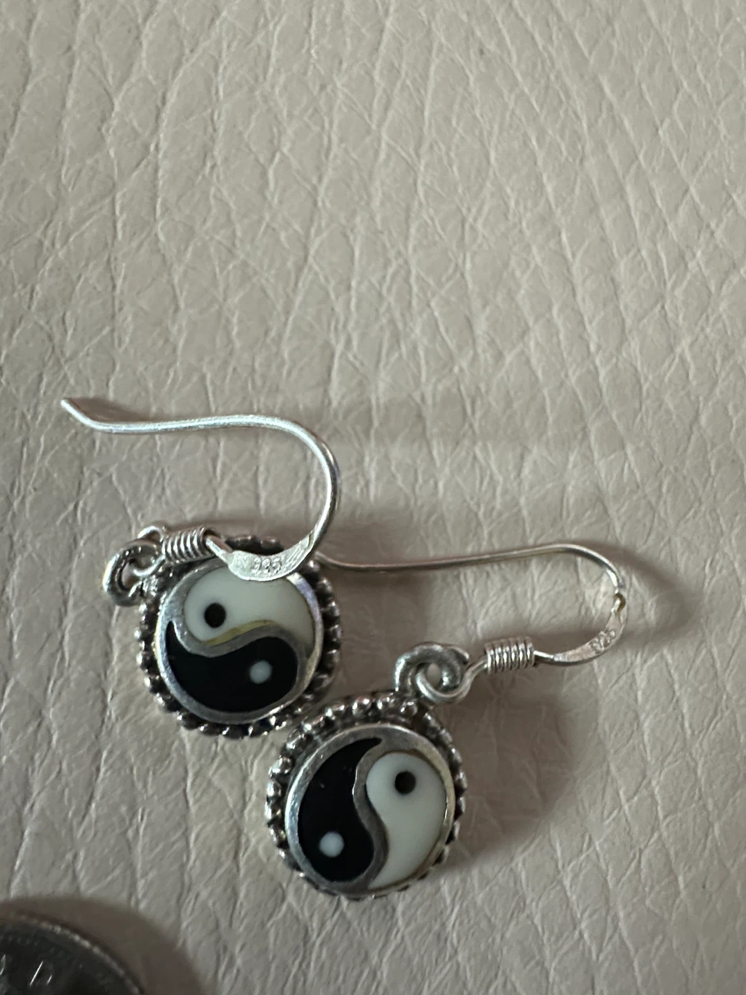 Sterling Silver Yin Yang Dangle Earrings 925 - photo 2