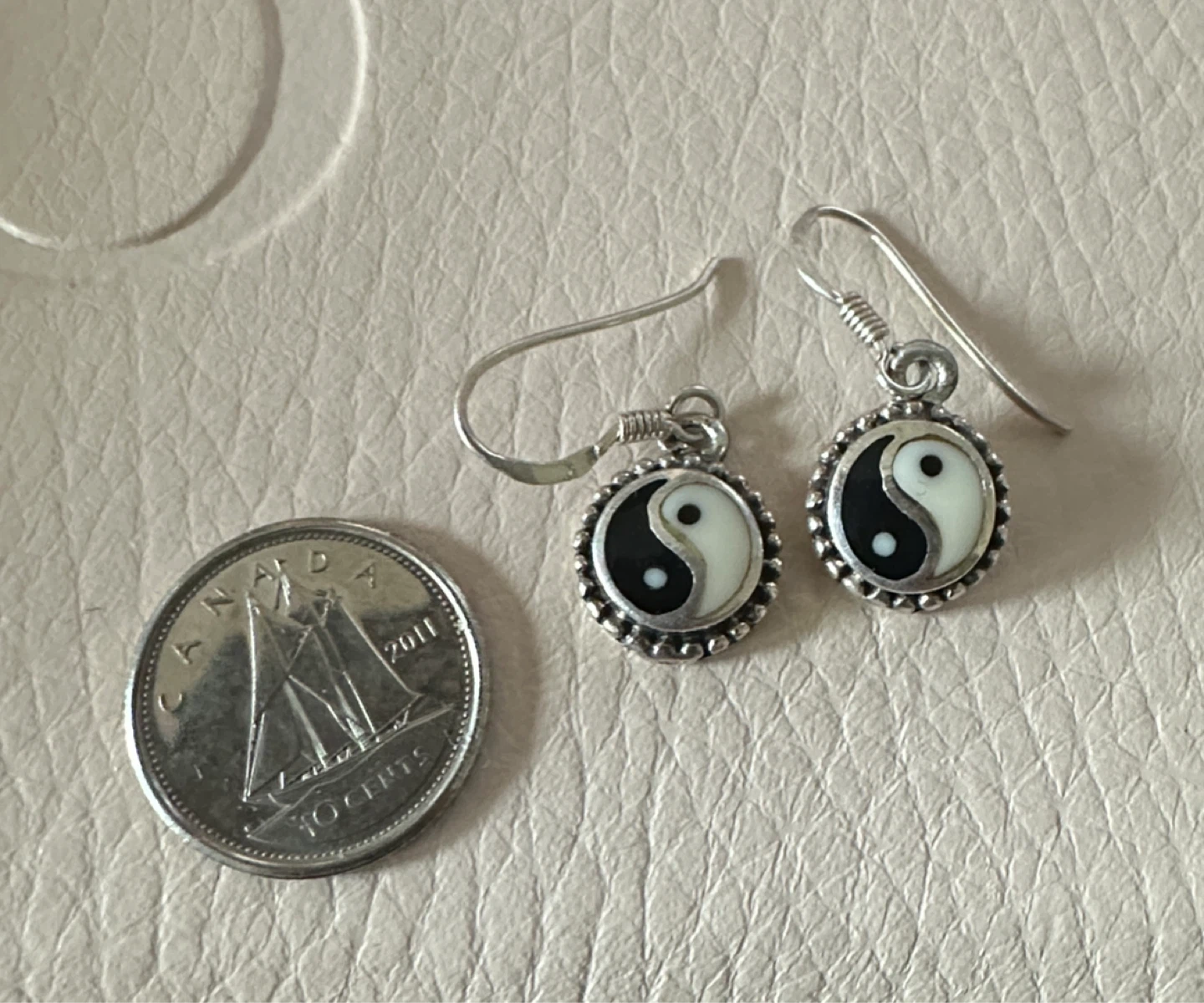 Sterling Silver Yin Yang Dangle Earrings 925
