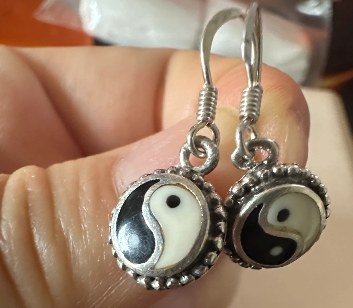 Sterling Silver Yin Yang Dangle Earrings 925 - photo 4