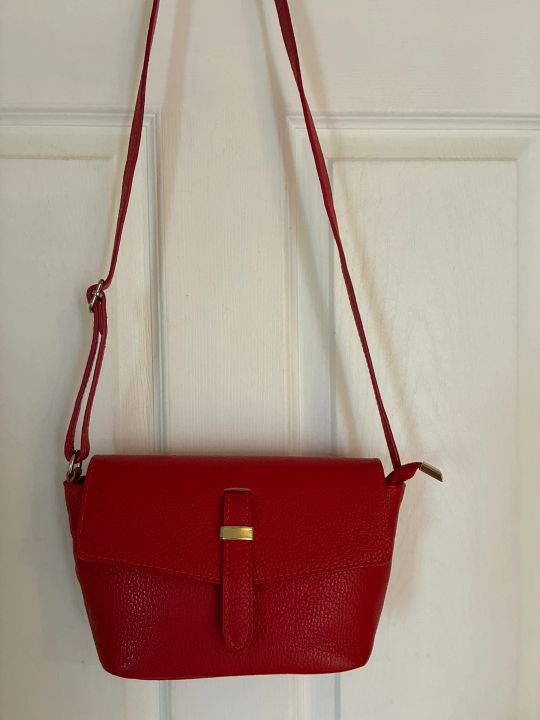 Red Leather Crossbody Purse- made in Italy