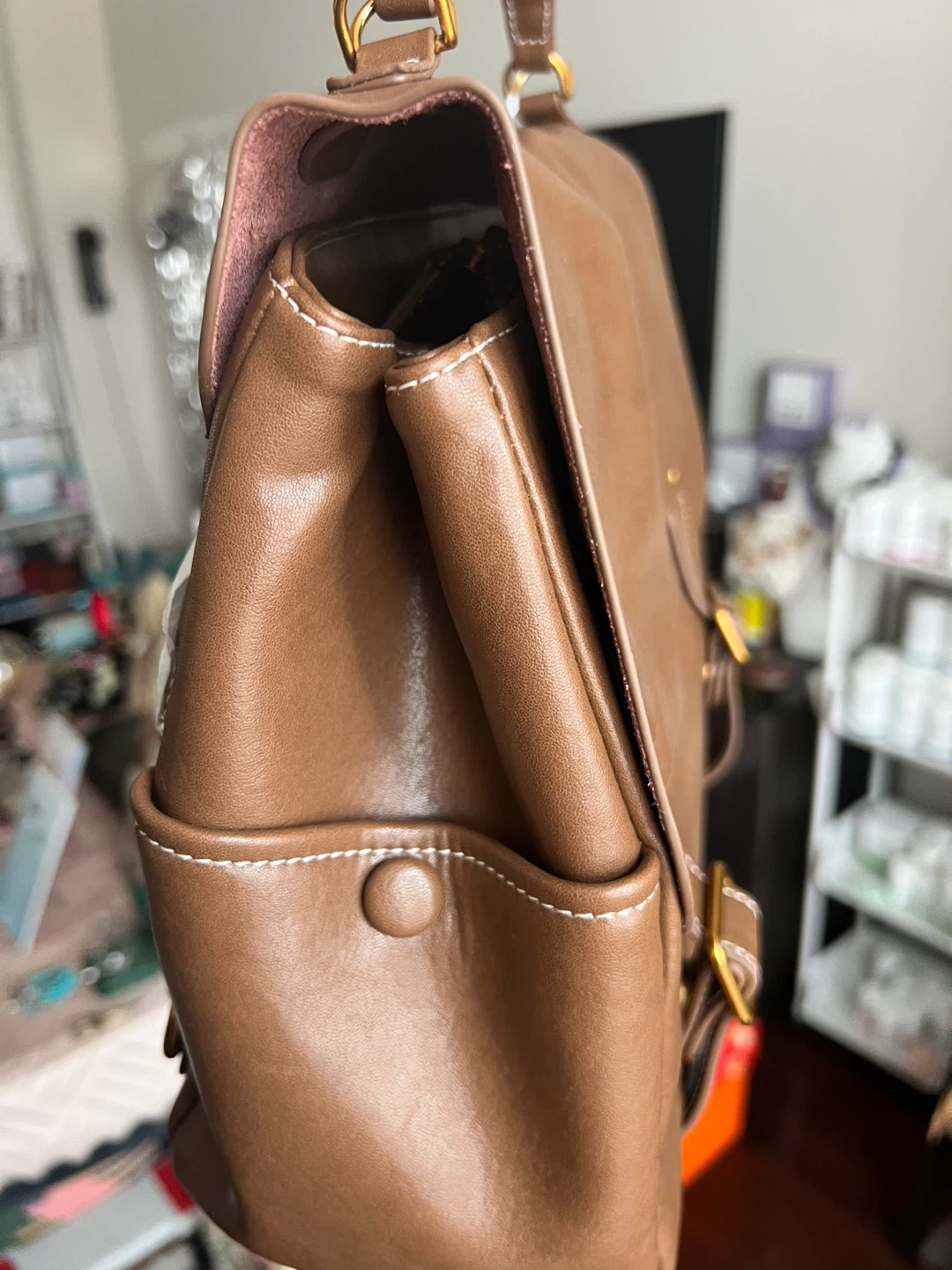 Brown Vegan Leather Satchel Bag - photo 3